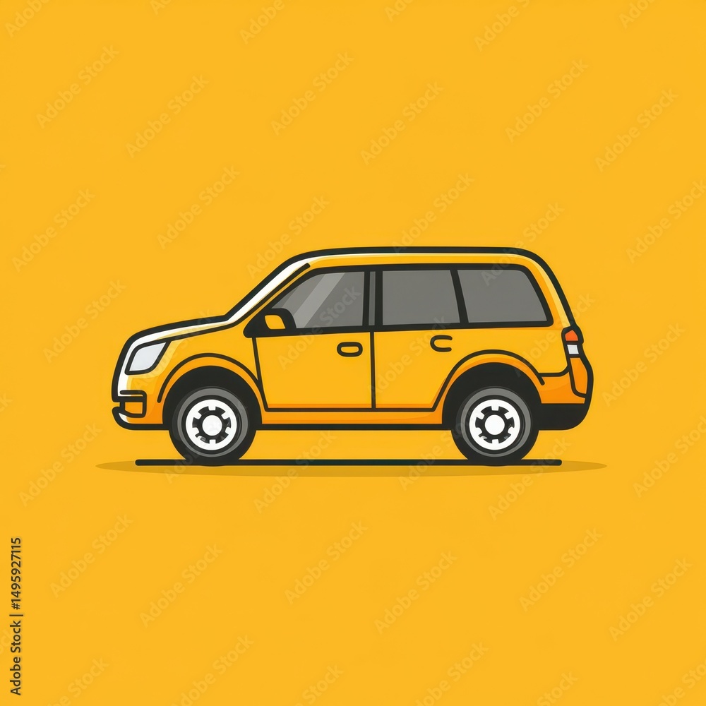 Bright yellow SUV parked against a vibrant yellow background during daytime exploration Bright yellow SUV parked against a vibrant yellow background during daytime exploration