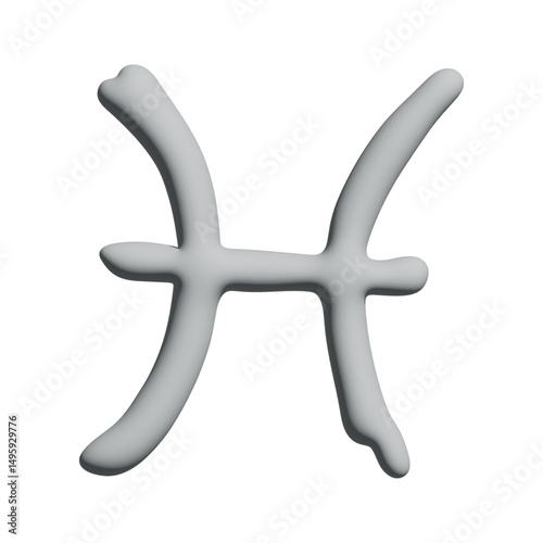 3d pisces zodiac sign Esoteric symbol Astrology clipart Element for design