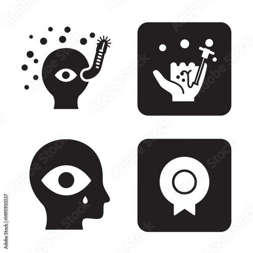 Mind parasite infection treatment award icon set