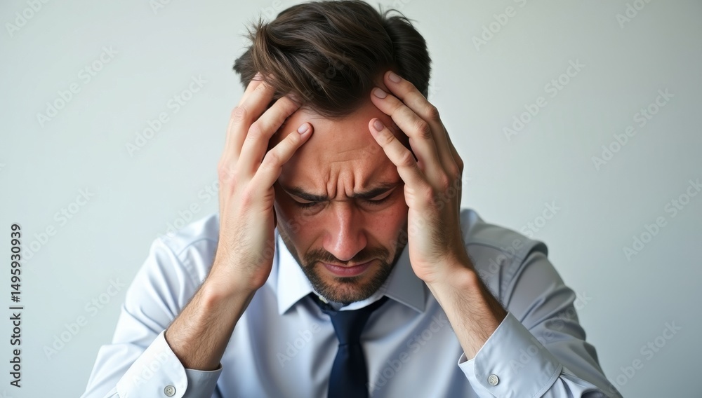 Stressed Businessman Experiencing Headache or Pressure Stressed Businessman Experiencing Headache or Pressure