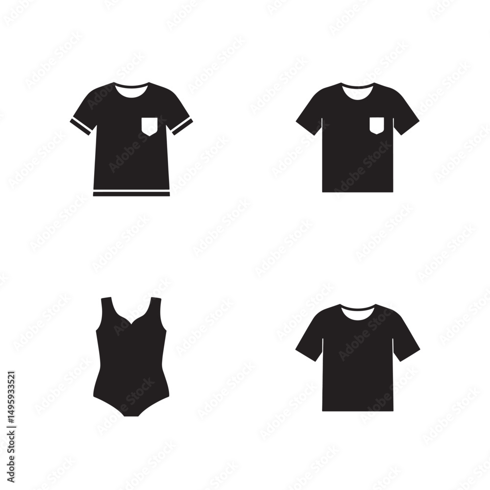 Naklejka premium Simple black and white clothing icons set