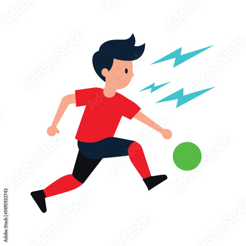 Boy Kicking Soccer Ball with Motion Lines