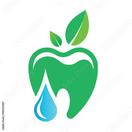 Green Tooth with Water Droplet Fresh Breath Logo