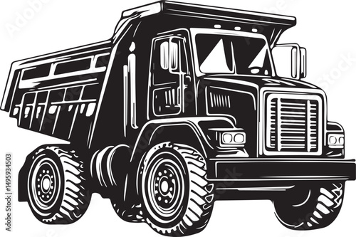 Dump Truck Silhouette Vector Illustration on Transparent Background