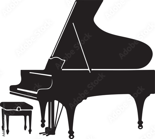 Piano Musical Instrument Silhouette Vector Illustration on Transparent Background
