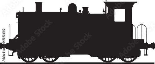Locomotive Train Steam Engine Silhouette Vector Illustration on Transparent Background