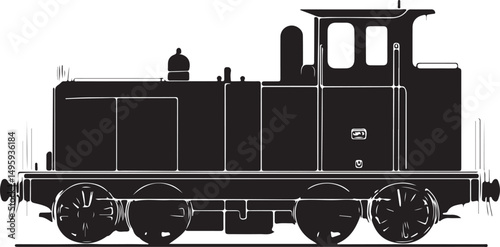 Locomotive Train Steam Engine Silhouette Vector Illustration on Transparent Background