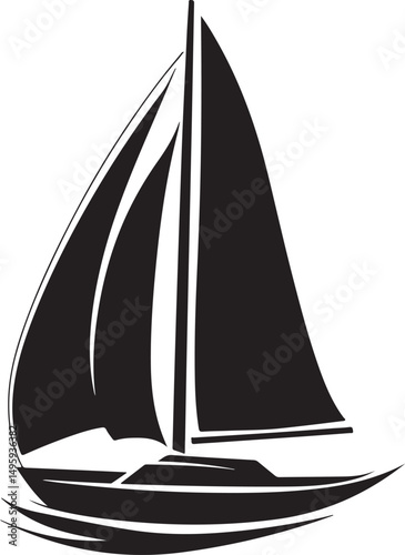 Sailboat Silhouette Vector Illustration on Transparent Background