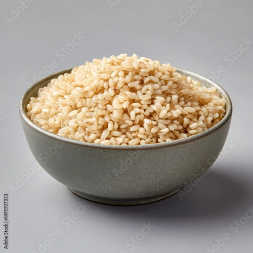 A bowl of cooked brown rice grains