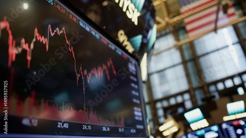 A graph of the New York Stock Exchange's articles of association is seen in front, Generative AI Videos.