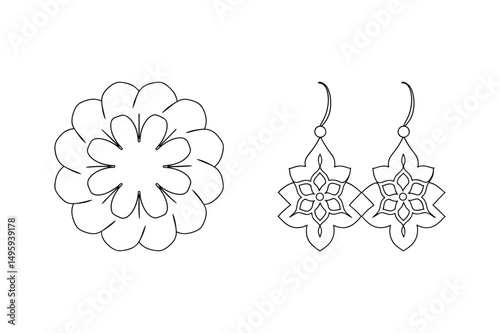 Simple elegant floral and jewelry line art design elements suitable for pattern creation.