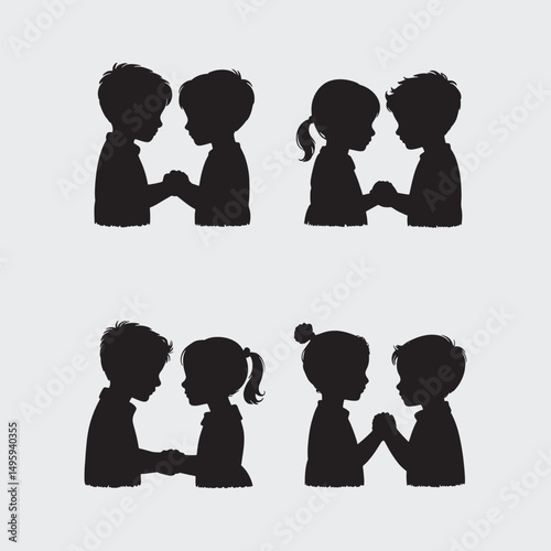 Vector family and business people silhouettes and user profile icon set