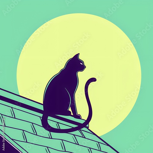cat on the roof sitting very gorgeously, and looking very nicely.