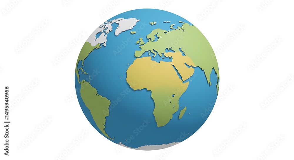 World Globe Showing Continents and Oceans Graphic World Globe Showing Continents and Oceans Graphic