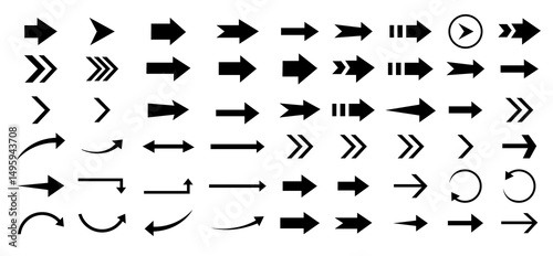 Collection of arrow icon. Black arrows directional arrow vector icon. Simple arrow set on white background, Vector illustration.