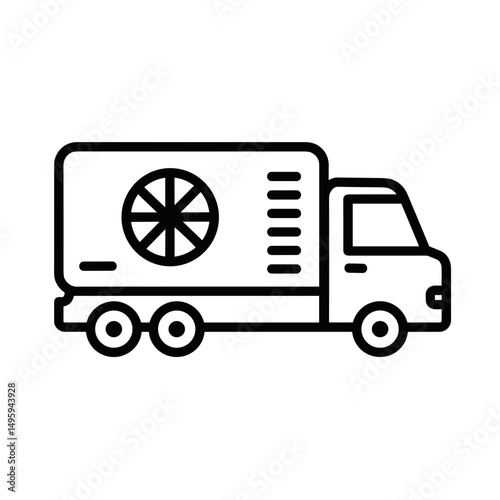 Refrigerated truck icon with cooling system for chemical industry  
