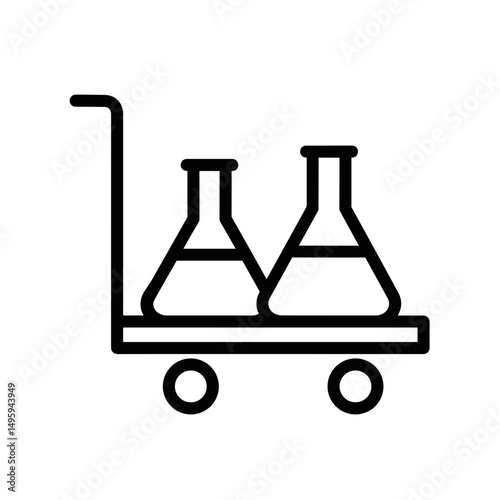 Laboratory trolley with flasks symbolizing chemical industry icon  