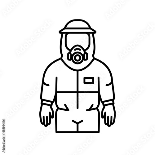 Hazmat suit icon representing chemical industry concept  