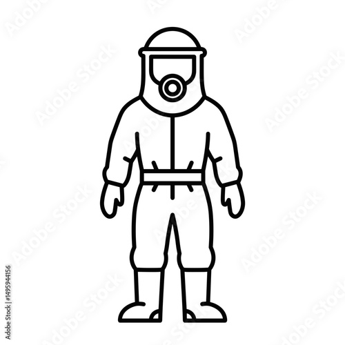 Hazmat suit worn by worker in protective gear against chemicals  