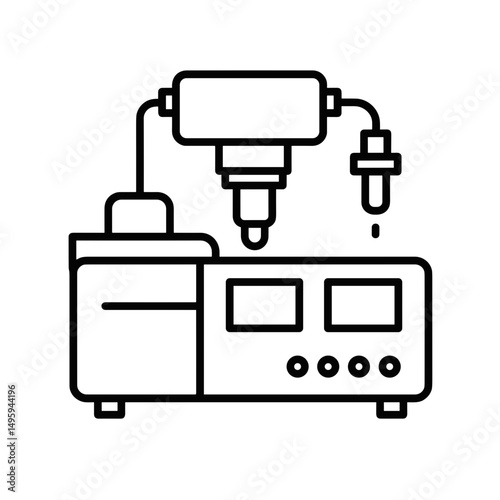 Automated dosing machine for chemical industry icon concept  
