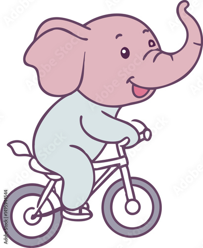 cute elephant riding a bike