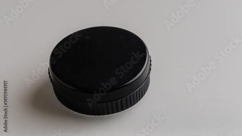 Black mockup container on a minimalistic surface for branding and design projects.