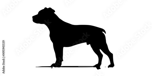 Strong terrier dog silhouette standing in profile with muscular build
