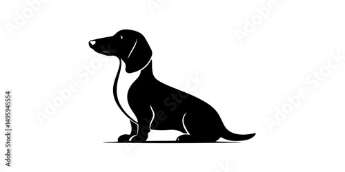 Detailed dachshund silhouette with white chest and distinct outline
