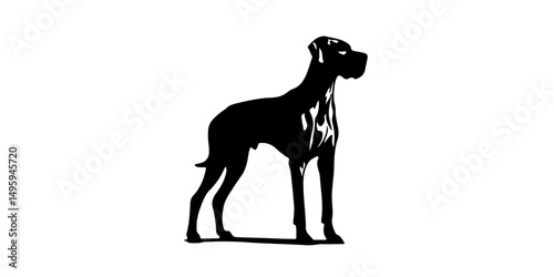 Side pose silhouette of strong dog with raised head and broad shoulders
