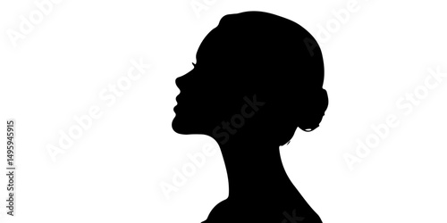 Woman silhouette in profile view, head tilted upward
