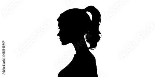 Woman silhouette in profile with voluminous ponytail hairstyle
