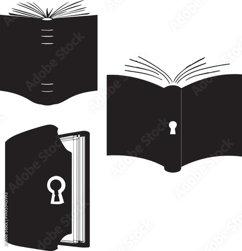 Silhouette of Locked book breaking open represent vector