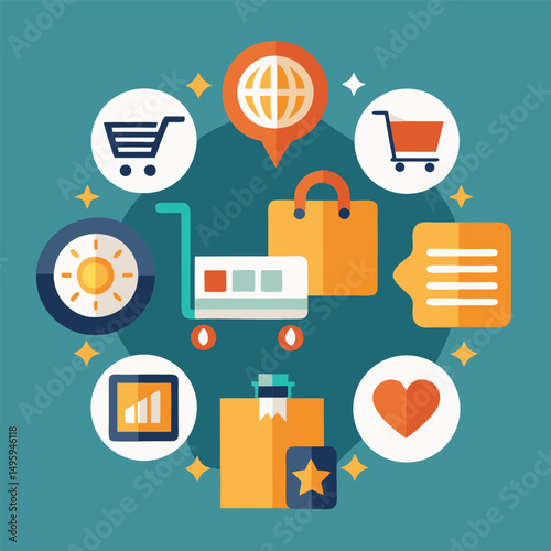 Global Online Shopping Experience Concept Illustration