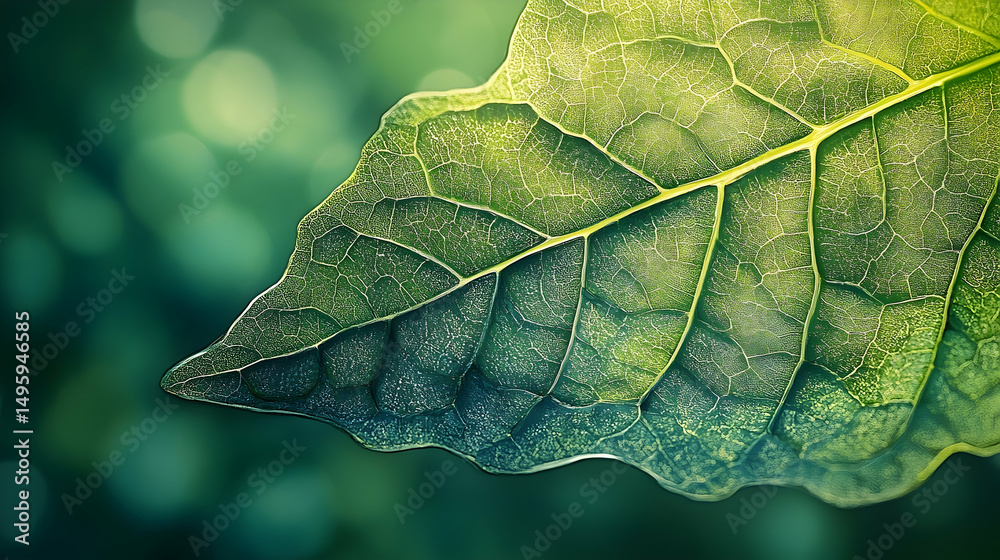 Fototapeta premium Close-up view of a leaf's intricate vein structure.