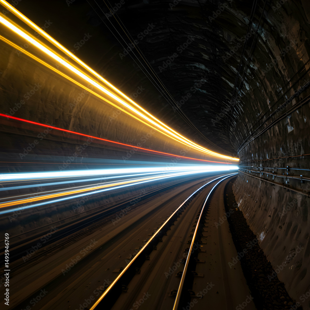 Obraz premium Tunnel Lights: Stunning Night Photography