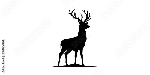 Tall deer silhouette with wide branching antlers
