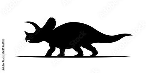Minimalist triceratops silhouette in walking pose
