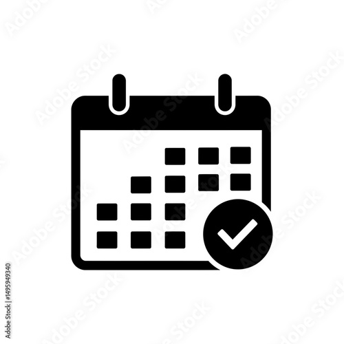 Calendar with Checkmark Indicating Routine for Time Management