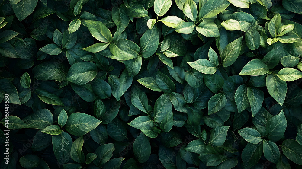Close-up view of lush green leaves. Close-up view of lush green leaves.
