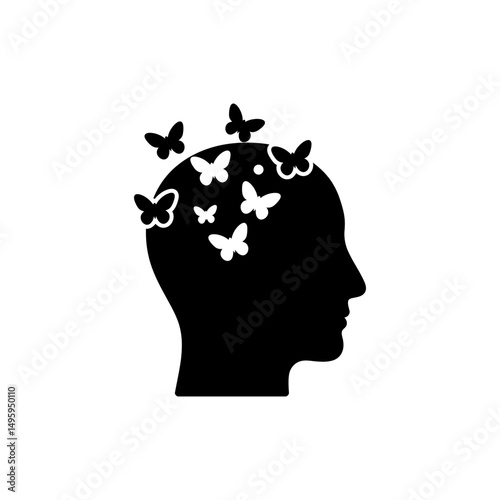 Head with Butterflies, Symbolizing Freedom of Thought and Creativity