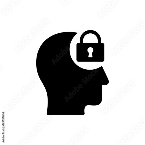 Head with Lock, Representing Mental Privacy and Personal Boundaries