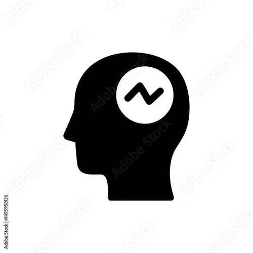 Head with Zigzag Line Representing Inner Conflict and Mental Struggles