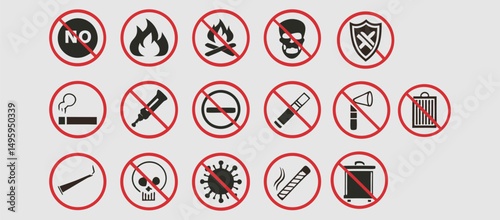 No smoking, No vaping combined sign. High resolution vector icon. Vector illustration eps file