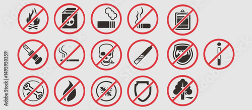 No smoking, No vaping combined sign. High resolution vector icon. Vector illustration eps file