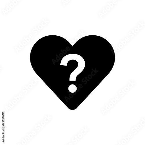 Question Mark Inside Heart Icon for Curiosity and Emotional Exploration