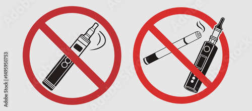 No smoking, No vaping combined sign. High resolution vector icon. Vector illustration eps file