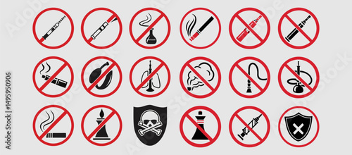 No smoking, No vaping combined sign. High resolution vector icon. Vector illustration eps file.
