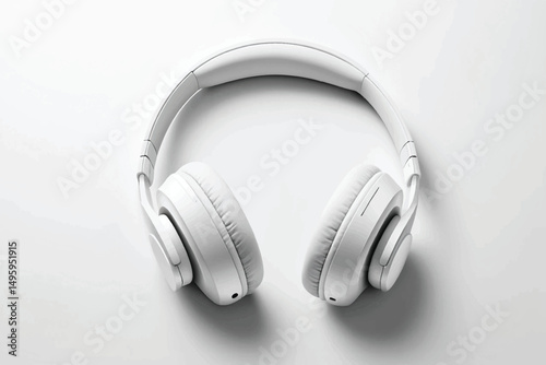White wireless headphones on white background