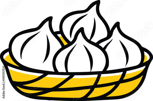 Fresh Garlic Cloves in a Rustic Basket on White Background