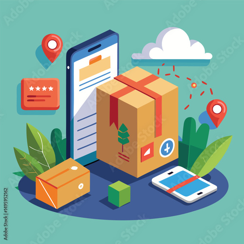 Online Shopping Delivery Tracking Mobile App Package